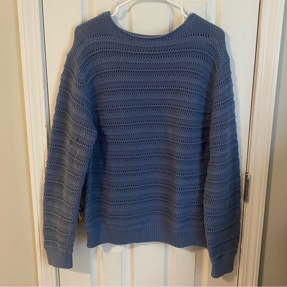 Vince womens steel blue chunky knit sweater - Picture 3 of 5